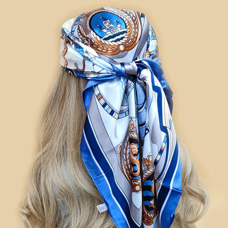 90*90CM ShawlsBeach Sunscreen Silk Scarves  Europe And Ameri - 图2