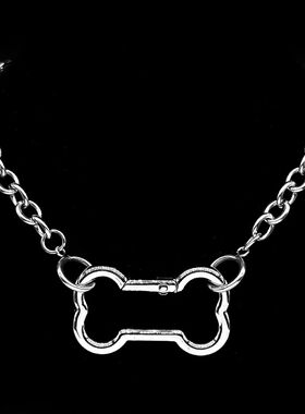 Punk Korean Dogs Bone Pendant Necklace For Women Egirl Stain