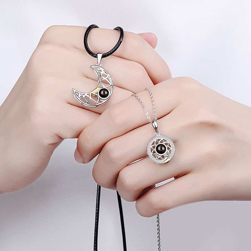 Couple Matching Necklace Sun Moon Heart Magnetic Paired Pend - 图2