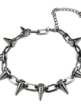 Hip Hop Black Alloy Rivet Men Necklace Punk Metal Choker Neo