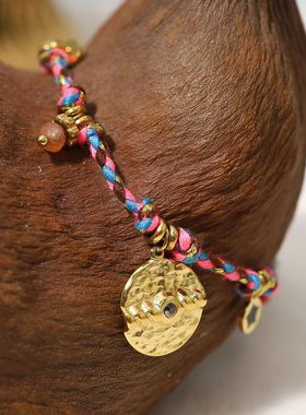 Vintage Stainless Steel Charms Necklaces for Women Boho Pink