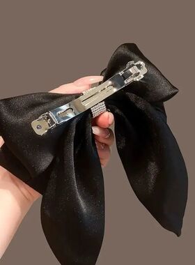 Korean Black Ribbon Bow Hair Clips for Women Elegant Ponytai