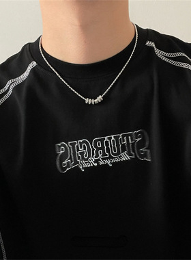 Flash Diamond Ring Pendant Necklace Cold Wind Men's And Wome