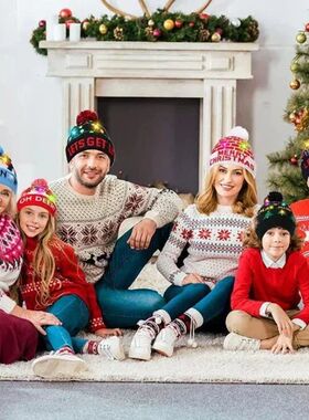 LED Christmas Knitted Hat Light Up Xmas Beanie Cap Unisex Wi