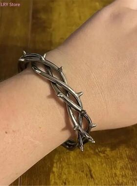 62KE Unique Punk Gothic Bracelet Thorn Design Bangle Adjusta