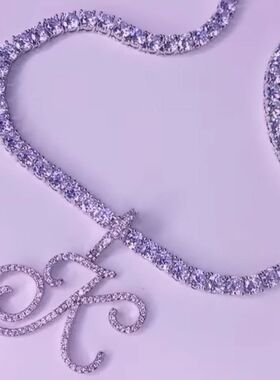 New Cursive Letters Cubic Zirconia Chain Intial Name Necklac