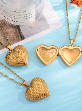 Fashion Stainless Steel Love Heart Locket Pendants Can Place
