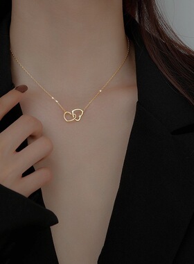 Double-ring Heart-shaped New Simple Necklace Women's Clavicl