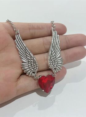 Mysterious Wing Choker, Gothic jewelry, retro, Heart, Pagan,