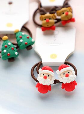 2pcs New Cute Christmas Elk Cartoon Elastic Hair Bands Rubbe