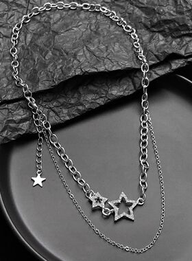 Y2K Star Zircon Pendant Necklace for Women  Sweet Cool Girl