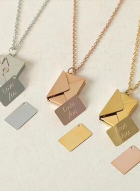 Envelope Necklace Titanium Steel Lettering Love Letter Envel
