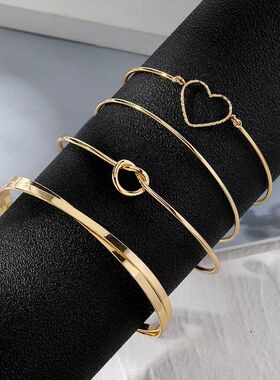 4pcs/set Stainless Steel Bracelets Vintage Men's Fashion Wov