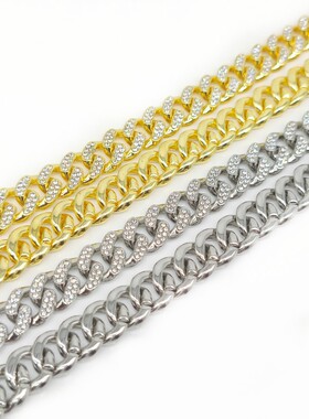 12.5mm Wide Gold-plated Full Diamond Large Gold Chain Cuban