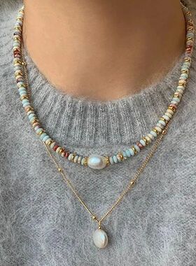 2026 New Trendy Natural Stone Freshwater Pearl Collar Chain