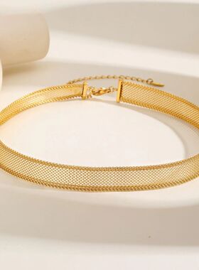 Mesh Link Necklace for Women, stainless steel chain Clavicle