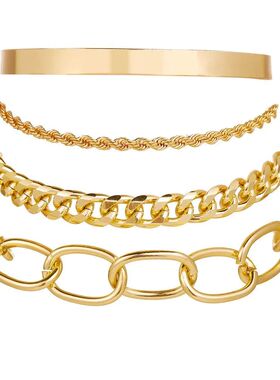 Bohemian Metal Chain Bracelet Set For Women Geometric Gold C