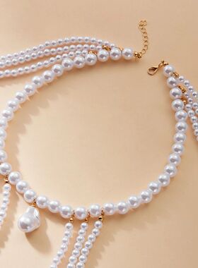Baroque Irregular Imitation Pearl Beads Necklace For Women M