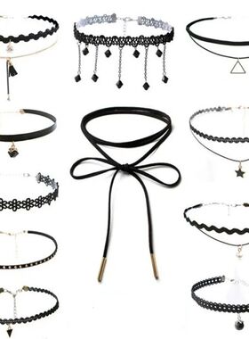 Women'sLace Choker Necklace Velvet Star Triangle Flower Goth
