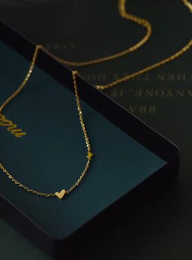 316L Stainless Steel Mini Heart Clavicle Chain Choker Neckla