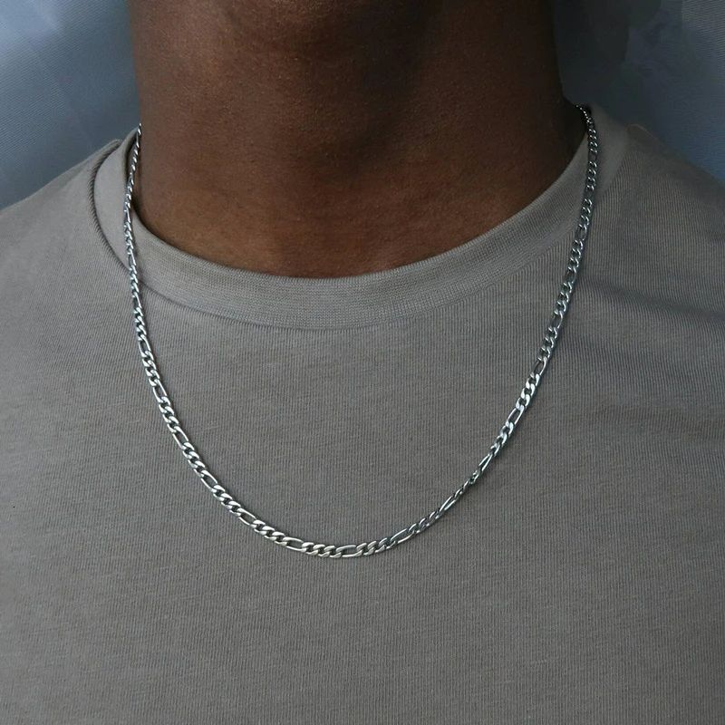 Classic Figaro Chain Necklace Men Stainless Steel  Long Neck - 图3