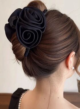 Satin Rose Hair Clips Bow Hair Claw Flower Crab Hairclip Ros