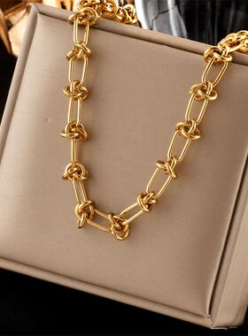 316L Stainless Steel Gold Silver Color Twist Knot Necklace B