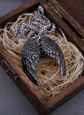 Stainless Steel Classic Angel Wings Necklace Men'sAnimal Bou