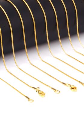 1pcs 1mm Golden Plated Snake Chains Necklaces No Fade Basic