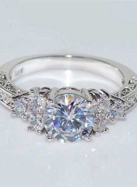 ExquisiteSilver Color Engagement Rings for WomenWhite Zircon