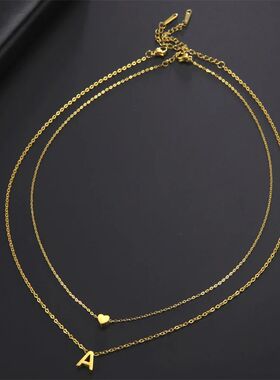 Fashion Tiny Heart Initial Necklace Gold Silver Color Multil