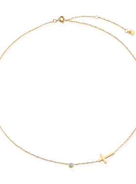 Delicate Petite Sideway Cross Necklaces Pendant Women Stainl