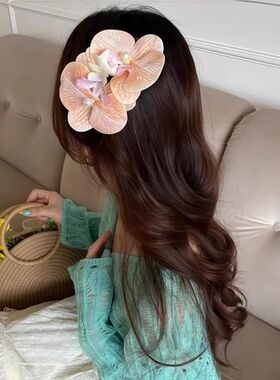 1PC Korean Pearl Big Flower Hair Clip Cute Butterfly Orchid