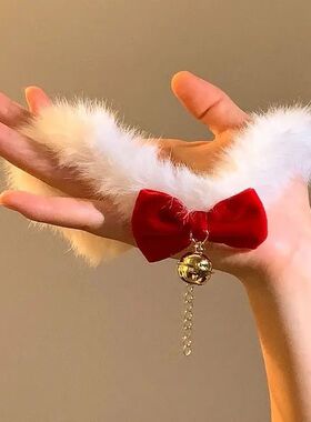 New Year Christmas Red Bowknot Plush Necklace For Women, Atm