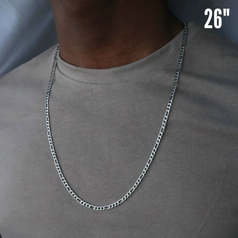 Classic Figaro Chain Necklace Men Stainless Steel  Long Neck - 图2