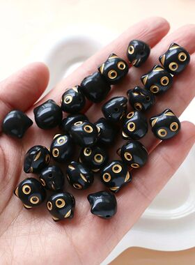 30pcs Lovely Cat Head Beads Loose Animal Beads for Jewelry M