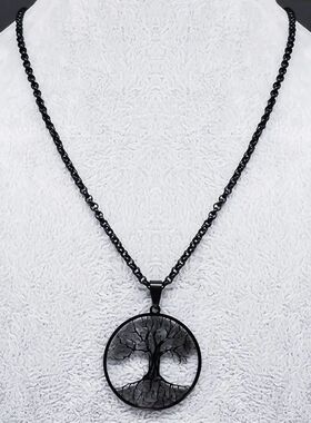 e of Life Stainless Steel Chain Necklace for Women Men Black