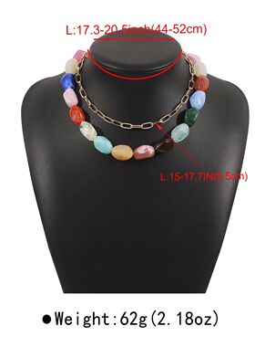 Colorful Stone Beaded Necklace Summer PersonalizedStackable