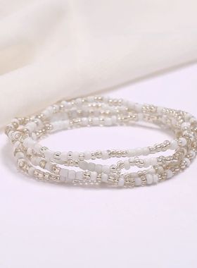 NewMulti-layer Handmade Colored Rice Beads Beach Chain Summe