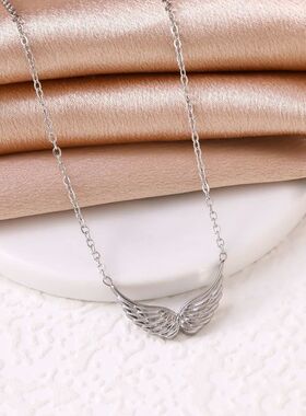 Stainless Steel Angel Wing Pendant Necklace for Women, Perso