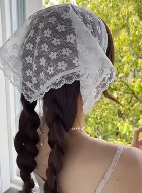 Retro Sweet Flower Triangle Hair Scarf Women Girls Square Sc