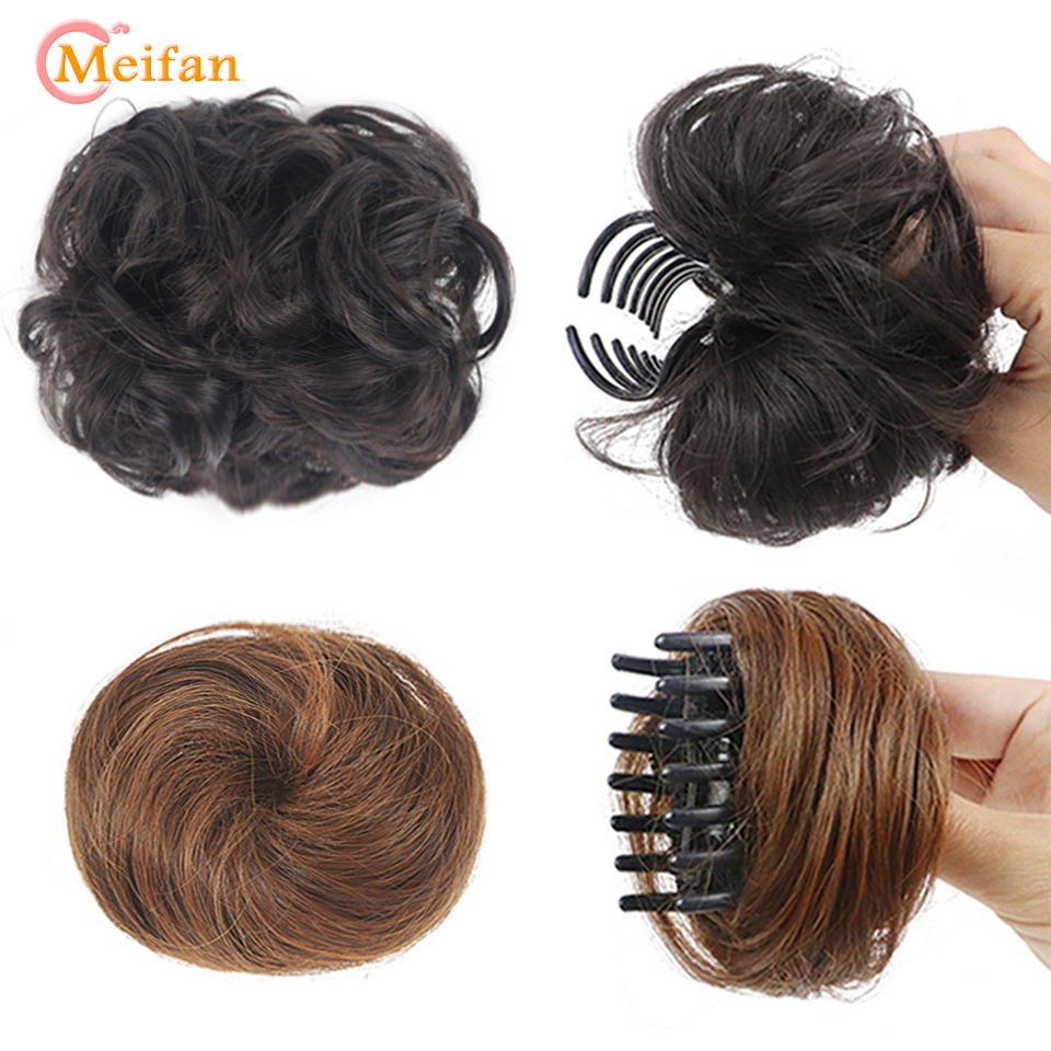 MEIFAN Synthetic Claw Chignon Hair Bow Little Hair Bun Donut - 图1