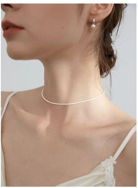 Popular 925 Sterling Silver Sparkling Clavicle Chain Choker