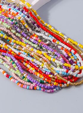 Aihua Bohemia Colorful Flower Seed Beads Necklace For Women