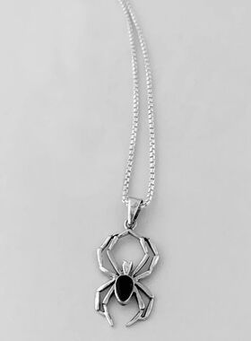 Huitan Cute Spider Animal Pendant Necklace for Girls Silver