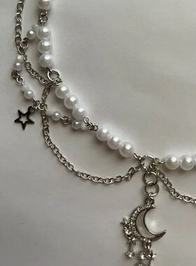 glistening moonlight necklace handmade beaded jewelry y2k fa