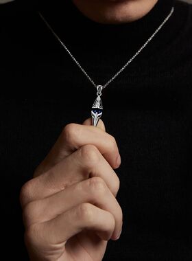 Vnox Stylish Blue Stone Necklaces for Men, Stainless Steel C