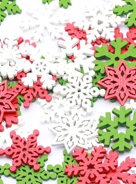50pcs Mixed Wooden Christmas Snowflake Scrapbooking For Chri
