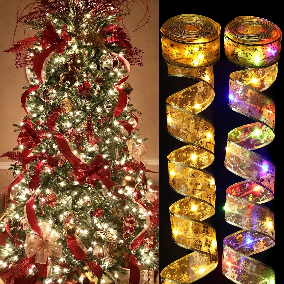 Christmas Ribbon Fairy Light Merry Christmas Decoration For-图1