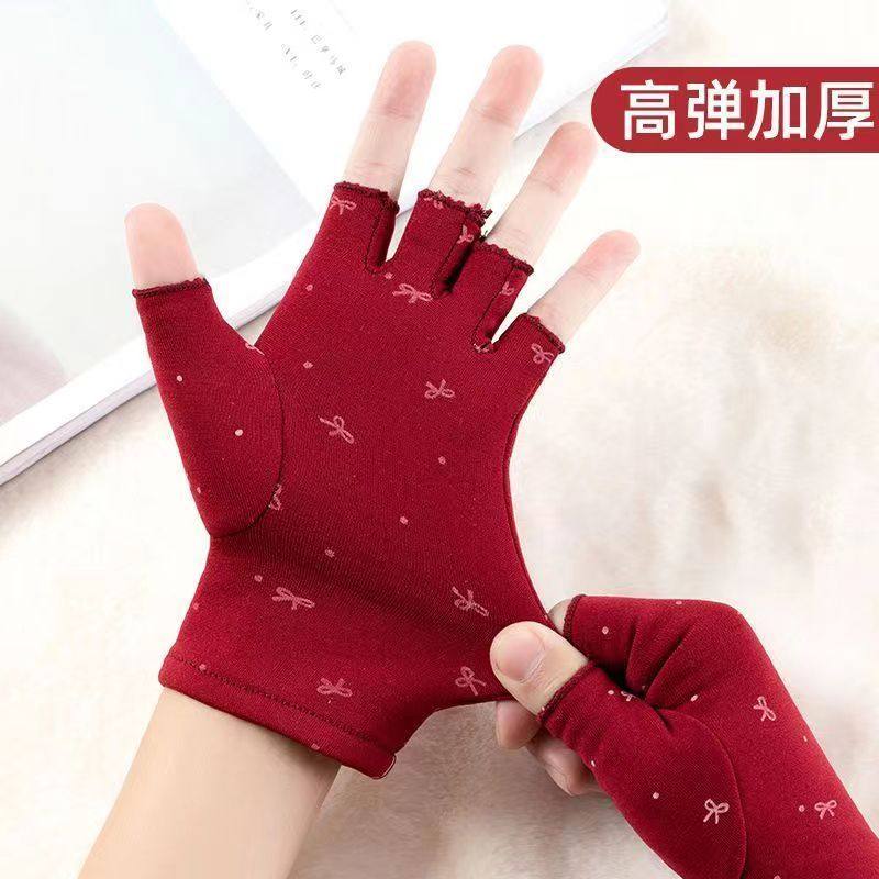 秋冬保暖手套女士春秋防寒保暖加绒游戏触屏半指手套手套露五指,淘宝优惠券,粉丝福利购,淘宝优惠卷